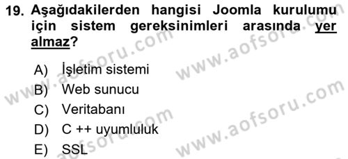 İçerik Yönetim Sistemleri Dersi 2021 - 2022 Yılı (Vize) Ara Sınav Soruları 19. Soru