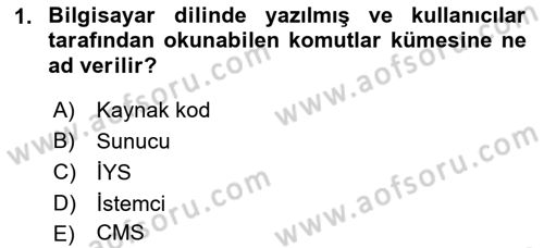 İçerik Yönetim Sistemleri Dersi 2021 - 2022 Yılı (Final) Dönem Sonu Sınav Soruları 1. Soru