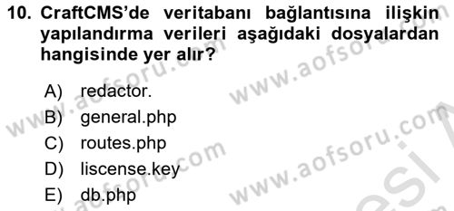 İçerik Yönetim Sistemleri Dersi 2021 - 2022 Yılı (Final) Dönem Sonu Sınav Soruları 10. Soru