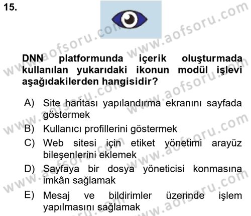 İçerik Yönetim Sistemleri Dersi 2021 - 2022 Yılı (Final) Dönem Sonu Sınav Soruları 15. Soru
