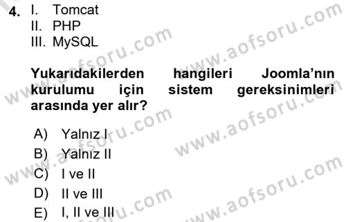 İçerik Yönetim Sistemleri Dersi 2021 - 2022 Yılı (Final) Dönem Sonu Sınav Soruları 4. Soru