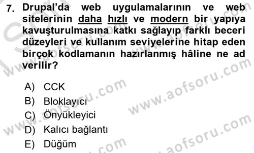 İçerik Yönetim Sistemleri Dersi 2021 - 2022 Yılı (Final) Dönem Sonu Sınav Soruları 7. Soru