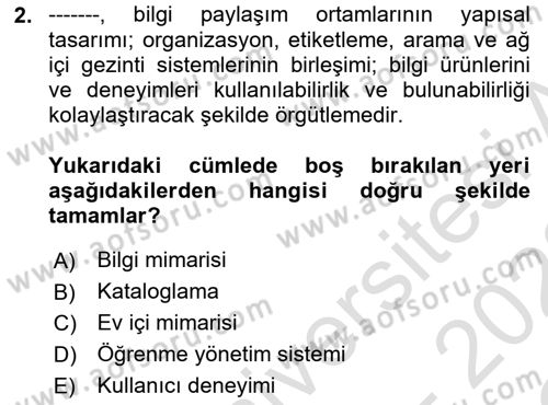 İçerik Yönetim Sistemleri Dersi 2021 - 2022 Yılı Yaz Okulu Sınav Soruları 2. Soru