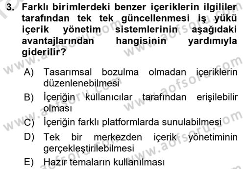 İçerik Yönetim Sistemleri Dersi 2021 - 2022 Yılı Yaz Okulu Sınav Soruları 3. Soru