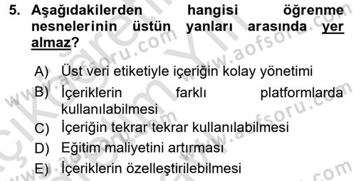 İçerik Yönetim Sistemleri Dersi 2021 - 2022 Yılı Yaz Okulu Sınav Soruları 5. Soru