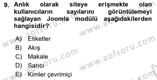 İçerik Yönetim Sistemleri Dersi 2021 - 2022 Yılı Yaz Okulu Sınav Soruları 9. Soru