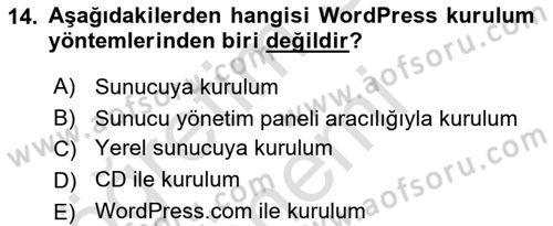 İçerik Yönetim Sistemleri Dersi 2022 - 2023 Yılı (Vize) Ara Sınav Soruları 14. Soru
