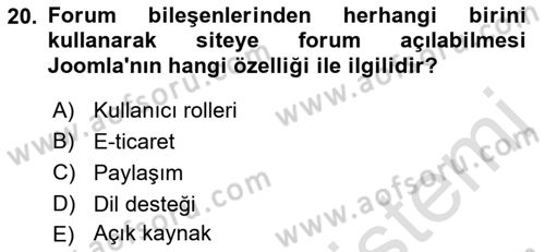 İçerik Yönetim Sistemleri Dersi 2022 - 2023 Yılı (Vize) Ara Sınav Soruları 20. Soru