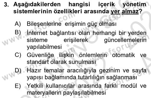 İçerik Yönetim Sistemleri Dersi 2022 - 2023 Yılı (Vize) Ara Sınav Soruları 3. Soru