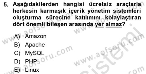 İçerik Yönetim Sistemleri Dersi 2022 - 2023 Yılı (Vize) Ara Sınav Soruları 5. Soru