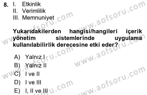 İçerik Yönetim Sistemleri Dersi 2022 - 2023 Yılı (Vize) Ara Sınav Soruları 8. Soru