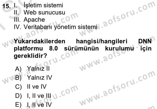 İçerik Yönetim Sistemleri Dersi 2022 - 2023 Yılı (Final) Dönem Sonu Sınav Soruları 15. Soru