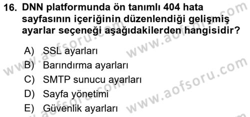 İçerik Yönetim Sistemleri Dersi 2022 - 2023 Yılı (Final) Dönem Sonu Sınav Soruları 16. Soru