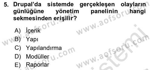İçerik Yönetim Sistemleri Dersi 2022 - 2023 Yılı (Final) Dönem Sonu Sınav Soruları 5. Soru