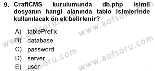 İçerik Yönetim Sistemleri Dersi 2022 - 2023 Yılı (Final) Dönem Sonu Sınav Soruları 9. Soru