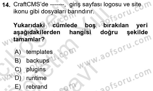 İçerik Yönetim Sistemleri Dersi 2022 - 2023 Yılı Yaz Okulu Sınav Soruları 14. Soru
