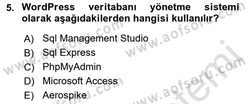 İçerik Yönetim Sistemleri Dersi 2022 - 2023 Yılı Yaz Okulu Sınav Soruları 5. Soru