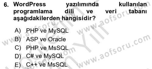 İçerik Yönetim Sistemleri Dersi 2022 - 2023 Yılı Yaz Okulu Sınav Soruları 6. Soru