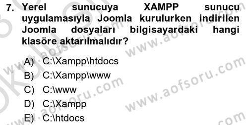 İçerik Yönetim Sistemleri Dersi 2022 - 2023 Yılı Yaz Okulu Sınav Soruları 7. Soru