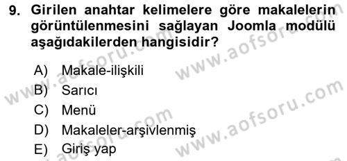 İçerik Yönetim Sistemleri Dersi 2022 - 2023 Yılı Yaz Okulu Sınav Soruları 9. Soru