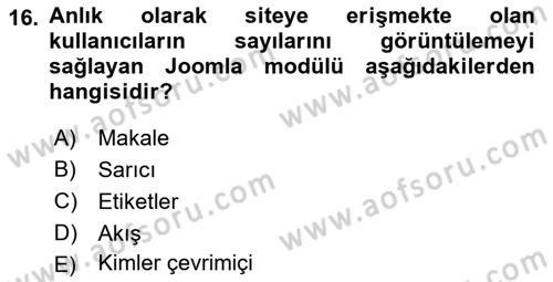 İçerik Yönetim Sistemleri Dersi 2023 - 2024 Yılı (Vize) Ara Sınav Soruları 16. Soru