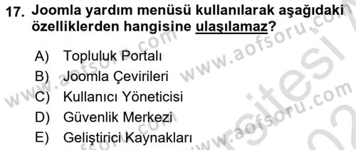 İçerik Yönetim Sistemleri Dersi 2023 - 2024 Yılı (Vize) Ara Sınav Soruları 17. Soru