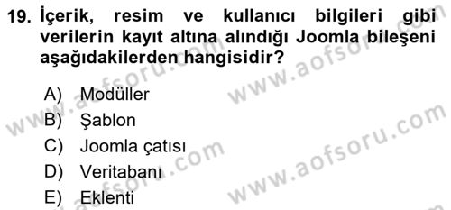 İçerik Yönetim Sistemleri Dersi 2023 - 2024 Yılı (Vize) Ara Sınav Soruları 19. Soru