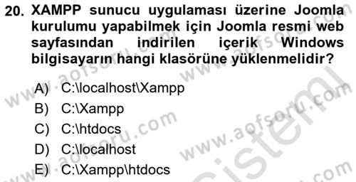 İçerik Yönetim Sistemleri Dersi 2023 - 2024 Yılı (Vize) Ara Sınav Soruları 20. Soru