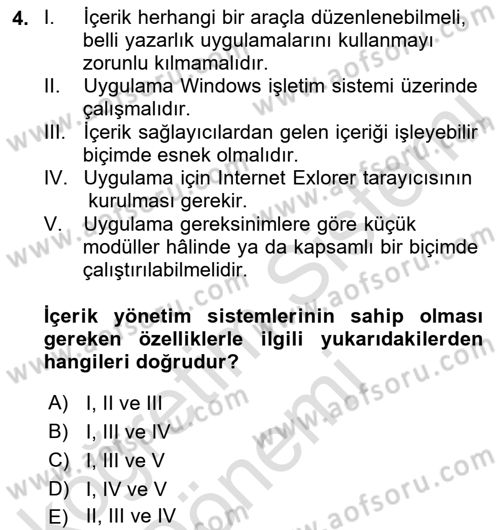 İçerik Yönetim Sistemleri Dersi 2023 - 2024 Yılı (Vize) Ara Sınav Soruları 4. Soru
