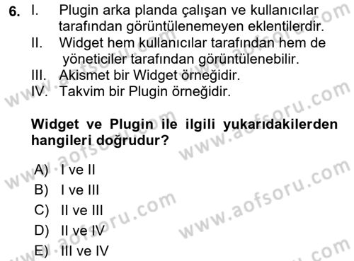 İçerik Yönetim Sistemleri Dersi 2023 - 2024 Yılı (Vize) Ara Sınav Soruları 6. Soru