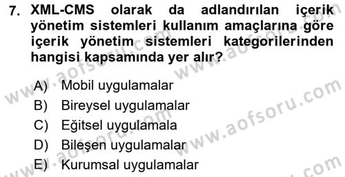 İçerik Yönetim Sistemleri Dersi 2023 - 2024 Yılı (Vize) Ara Sınav Soruları 7. Soru