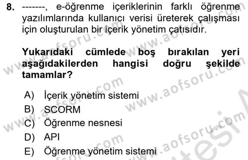 İçerik Yönetim Sistemleri Dersi 2023 - 2024 Yılı (Vize) Ara Sınav Soruları 8. Soru