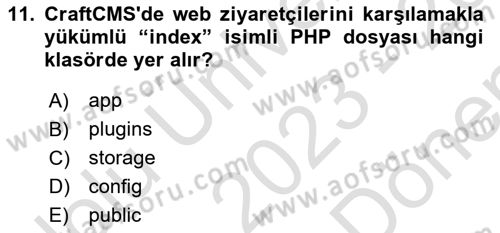 İçerik Yönetim Sistemleri Dersi 2023 - 2024 Yılı (Final) Dönem Sonu Sınav Soruları 11. Soru