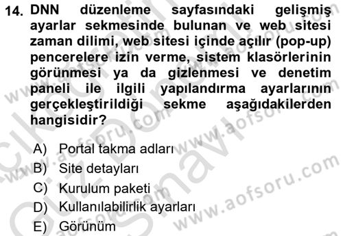 İçerik Yönetim Sistemleri Dersi 2023 - 2024 Yılı (Final) Dönem Sonu Sınav Soruları 14. Soru