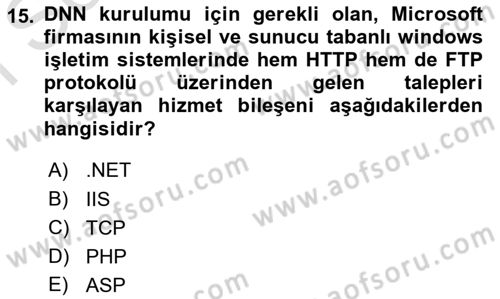 İçerik Yönetim Sistemleri Dersi 2023 - 2024 Yılı (Final) Dönem Sonu Sınav Soruları 15. Soru