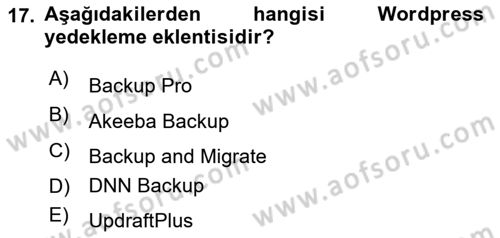 İçerik Yönetim Sistemleri Dersi 2023 - 2024 Yılı (Final) Dönem Sonu Sınav Soruları 17. Soru