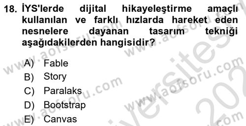 İçerik Yönetim Sistemleri Dersi 2023 - 2024 Yılı (Final) Dönem Sonu Sınav Soruları 18. Soru