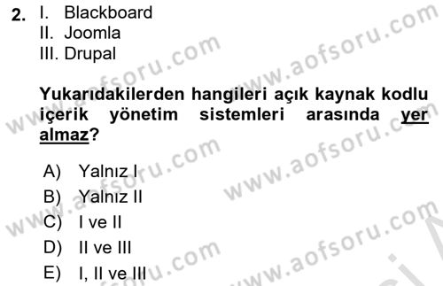 İçerik Yönetim Sistemleri Dersi 2023 - 2024 Yılı (Final) Dönem Sonu Sınav Soruları 2. Soru