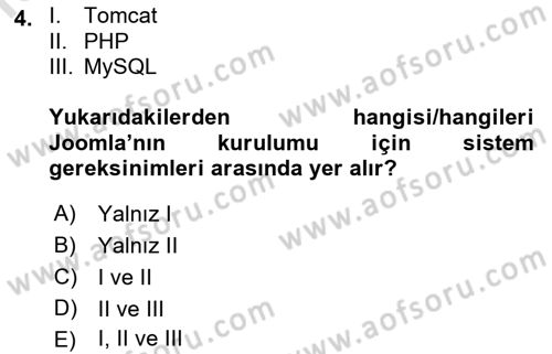 İçerik Yönetim Sistemleri Dersi 2023 - 2024 Yılı (Final) Dönem Sonu Sınav Soruları 4. Soru