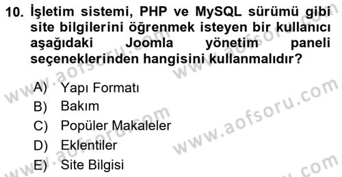 İçerik Yönetim Sistemleri Dersi 2023 - 2024 Yılı Yaz Okulu Sınav Soruları 10. Soru