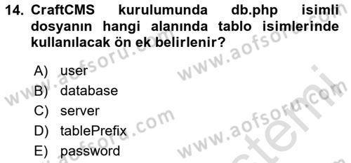 İçerik Yönetim Sistemleri Dersi 2023 - 2024 Yılı Yaz Okulu Sınav Soruları 14. Soru
