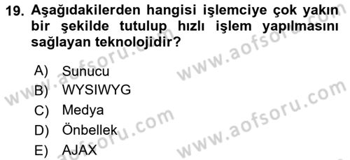 İçerik Yönetim Sistemleri Dersi 2023 - 2024 Yılı Yaz Okulu Sınav Soruları 19. Soru