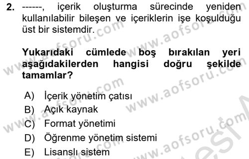 İçerik Yönetim Sistemleri Dersi 2023 - 2024 Yılı Yaz Okulu Sınav Soruları 2. Soru