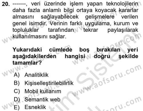 İçerik Yönetim Sistemleri Dersi 2023 - 2024 Yılı Yaz Okulu Sınav Soruları 20. Soru