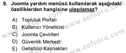 İçerik Yönetim Sistemleri Dersi 2023 - 2024 Yılı Yaz Okulu Sınav Soruları 9. Soru