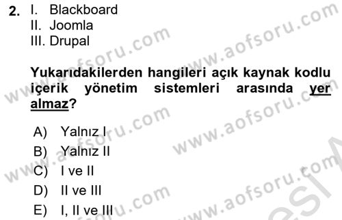 İçerik Yönetim Sistemleri Dersi 2024 - 2025 Yılı (Final) Dönem Sonu Sınav Soruları 2. Soru