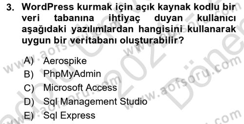İçerik Yönetim Sistemleri Dersi 2024 - 2025 Yılı (Final) Dönem Sonu Sınav Soruları 3. Soru