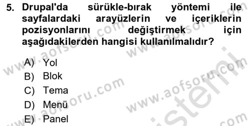 İçerik Yönetim Sistemleri Dersi 2024 - 2025 Yılı (Final) Dönem Sonu Sınav Soruları 5. Soru