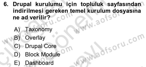 İçerik Yönetim Sistemleri Dersi 2024 - 2025 Yılı (Final) Dönem Sonu Sınav Soruları 6. Soru
