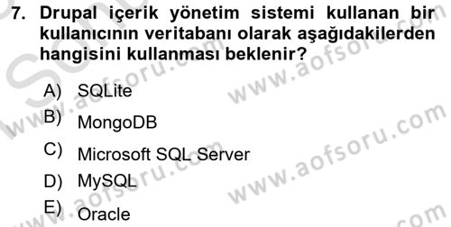 İçerik Yönetim Sistemleri Dersi 2024 - 2025 Yılı (Final) Dönem Sonu Sınav Soruları 7. Soru